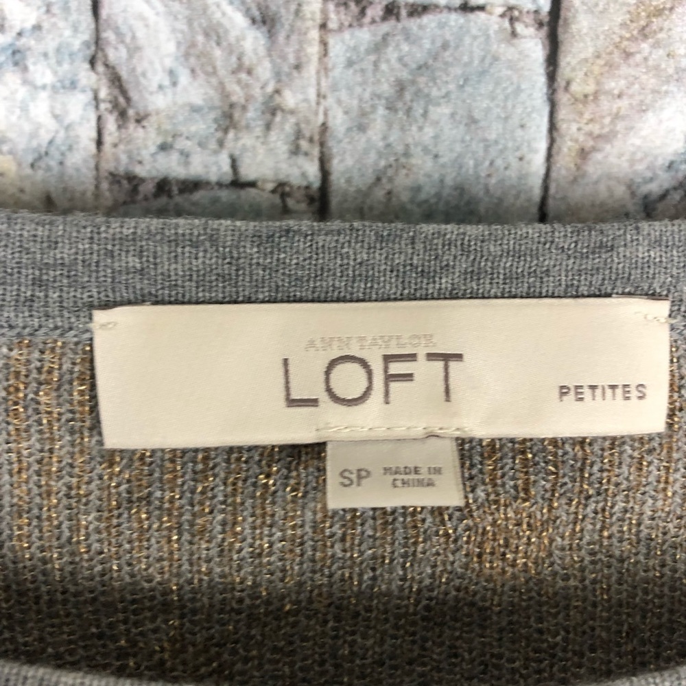 Ann Taylor Loft Gray Polka Dot Knit Top - Picture 3 of 4